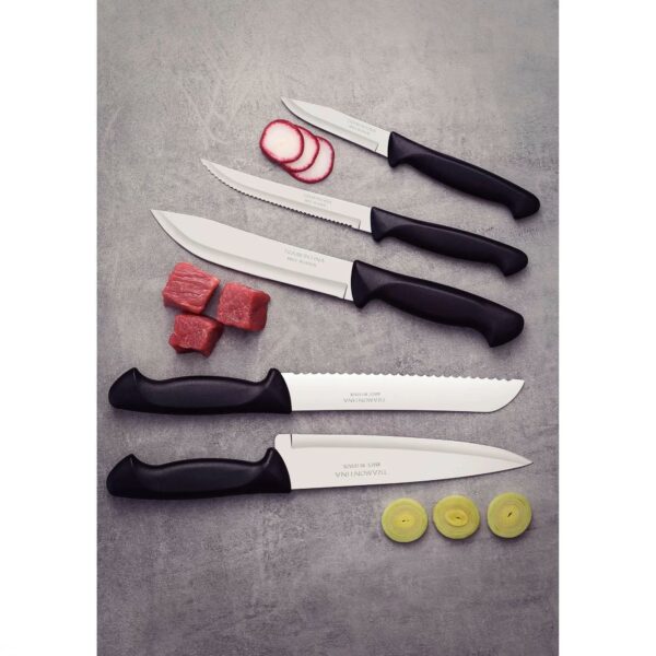 Tramontina Usual 4 Pieces Knife Set with Stainless Steel Blade and Black Polypropylene Handle
