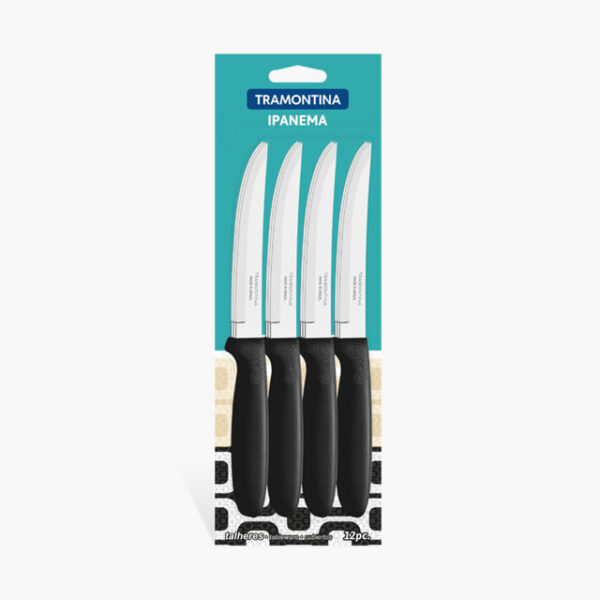 Tramontina Ipanema 12-Pieces Stainless Steel Plain-edge Steak Knife Set with Black Polypropylene Handles