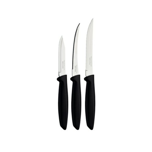 Tramontina Plenus 3 Pieces Knife Set with Stainless Steel Blade and Black Polypropylene Handle