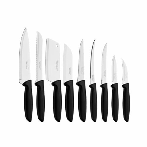 Tramontina Plenus 9 Pieces Knife Set with Stainless Steel Blades and Black Polypropylene Handle