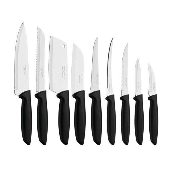 Tramontina Plenus 9 Pieces Knife Set with Stainless Steel Blade and Black Polypropylene Handle
