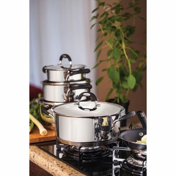 Tramontina Duo Silicone 7 Pieces Stainless Steel Cookware Set with Tri-ply Bottom