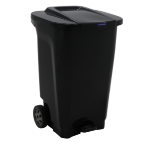 100L Trash Can With WheelsT-Force black polypropylene