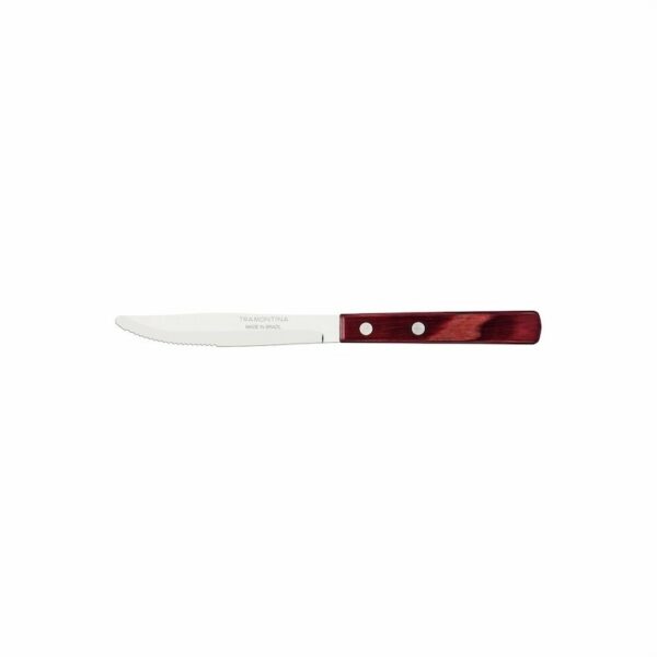 Tramontina Polywood 4 Inches Table Knife with Stainless Steel Blade and Red Dishwasher Safe Treated Handle