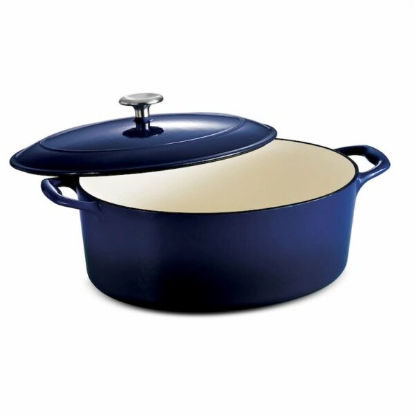 Tramontina Series 1000 7 Qt Cobalt Enameled Cast Iron Covered Oval Dutch Oven