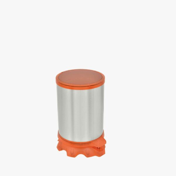 Tramontina Sofie 5Liter Stainless Steel Pedal Trash Bin with Scotch Brite Finish and Transparent Orange Plastic Detailing