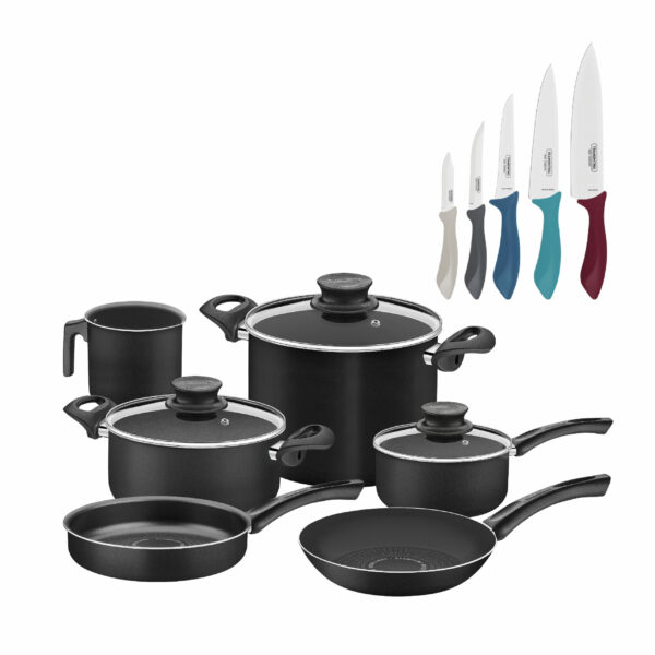 9 Pcs Cookware Set + 5 Pieces Knives set Affilata