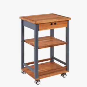 Compact Serving Cart with Wood + Drawer - Churrasco