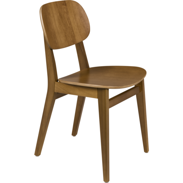 Tramontina London armless chair in almond-colored Tauari wood