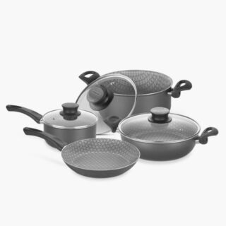Black 7 pcs Cookware Set Non Stick with all Pots Needed for your Meals!