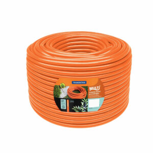Tramontina 100m 1/2-inch Diameter Flex Garden Hose in Orange with 3-Layers PVC Fiber and Braided Polyester Cord