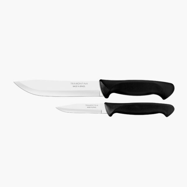 Tramontina Usual 2 Pieces Knife Set with Stainless Steel Blade and Black Polypropylene Handle