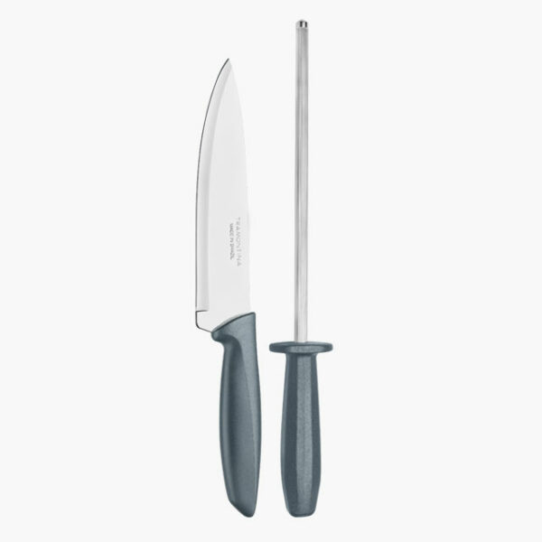 Tramontina Plenus 2 Pieces Knife and Sharpener Set with Stainless Steel Blade and Polypropylene Handle