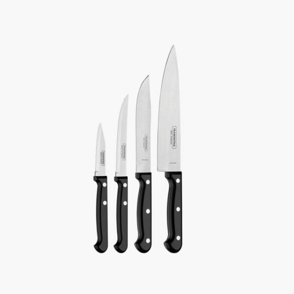 Tramontina Ultracorte 4 Pieces Knife Set with Stainless Steel Blade and Black Polypropylene Handle