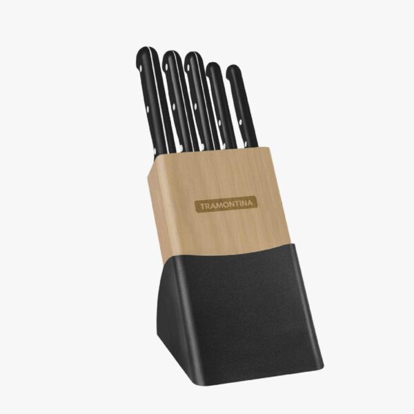 Tramontina Ultracorte 6 Pieces Knife and Block Set with Stainless Steel Blade and Black Polypropylene Handle