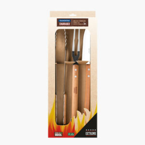 Tramontina Churrasco 3-Pieces Stainless Steel Barbecue Utensil Set with Wood Handles