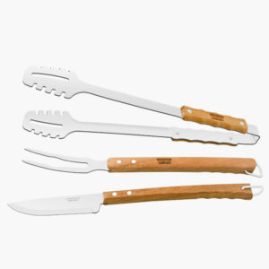 Tramontina Churrasco 3-Pieces Stainless Steel Barbecue Utensil Set with Wood Handles