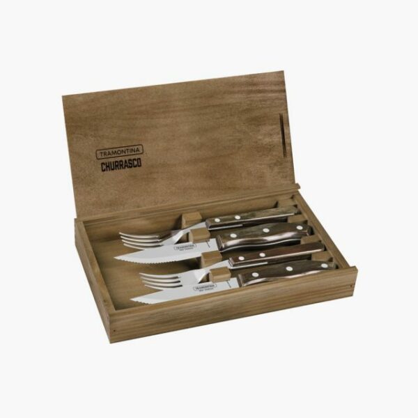 Steak Line 4 pcs Set with  2 pcs of 5 inches Forged  Knives and  2 pcs Forks  Polywood Ergonomic