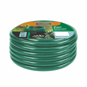 Tramontina 30m Flex Garden Hose in Green with 3-Layers PVC Fiber and Braided Polyester Cord
