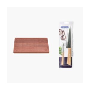 3 pcs Set with a Wood Cutting Board , a Paring Knife and Kitchen Knife