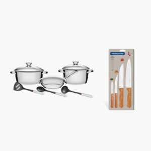 12 pcs - 8 Pcs Stainless Steel Cookware set + 4 Pcs Knives Set