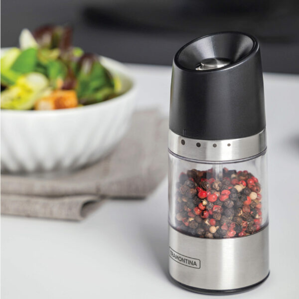 Tramontina stainless steel and acrylic salt and pepper mill
