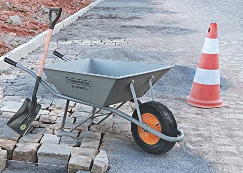 Tramontina Wheelbarrow Extraforte with Gray Metal Heavy-duty Bucket 65L Metallic Handle and Solid Tire