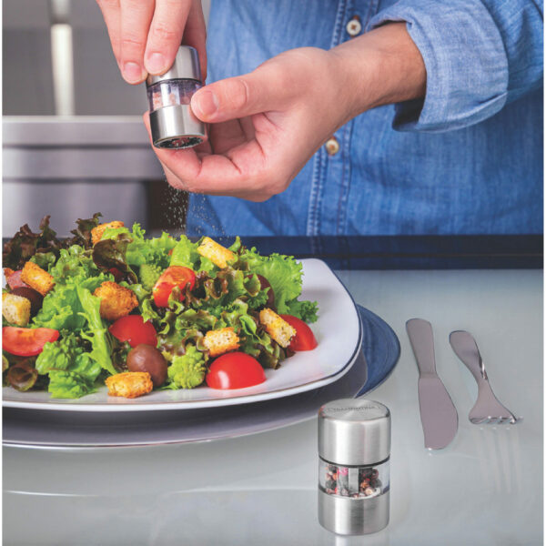Realce stainless steel and acrylic salt and pepper mill set