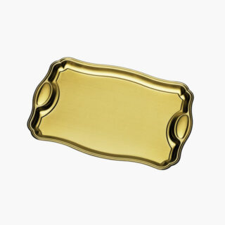 Rectangular Tray Golden 42 cm with Handle Made of Stainless Steel