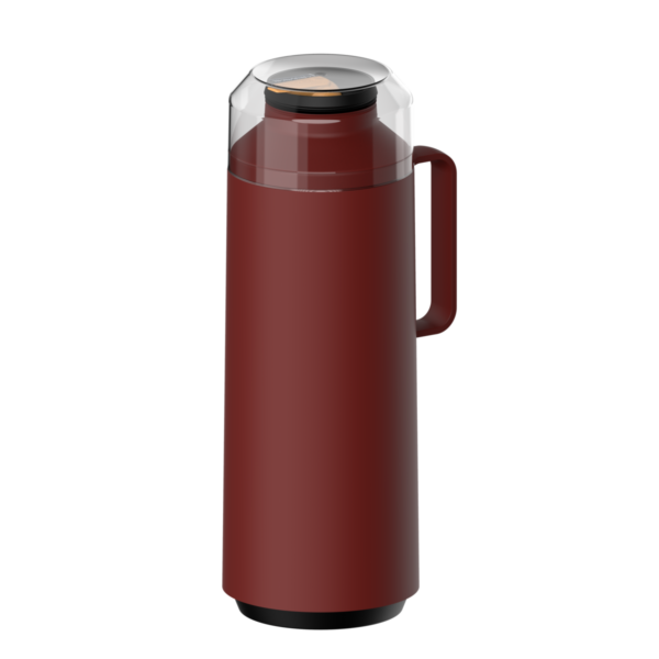 Tramontina Exata Red Plastic Thermal Beverage Dispenser with 1 Liter Glass Liner and Plastic Lid
