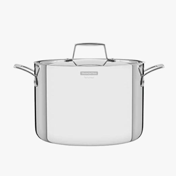 Grano 24 cm 7.7 L stainless steel stock pot with tri-ply body, lid and handles