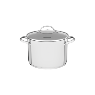 Una stainless steel stock pot with tri-ply base and glass lid, 16 cm and 2.2 L