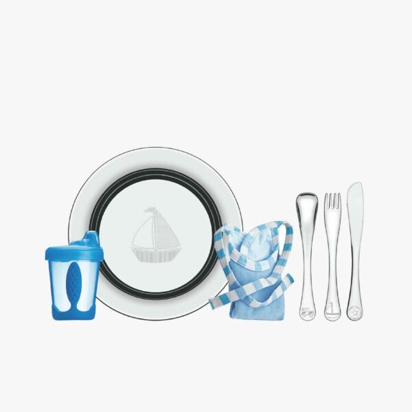 Le Petit blue stainless steel children's meal set, 6 pc set
