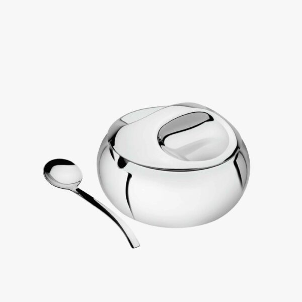 Tramontina stainless steel sugar bowl with spoon