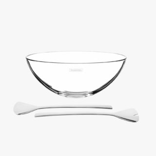 crystal 30 cm 4.5 L crystal salad set with stainless steel salad servers, 3 pieces