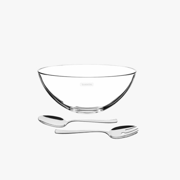 Lapidar crystal salad set with stainless steel , 3 pc set, 25 cm and 2.9 L