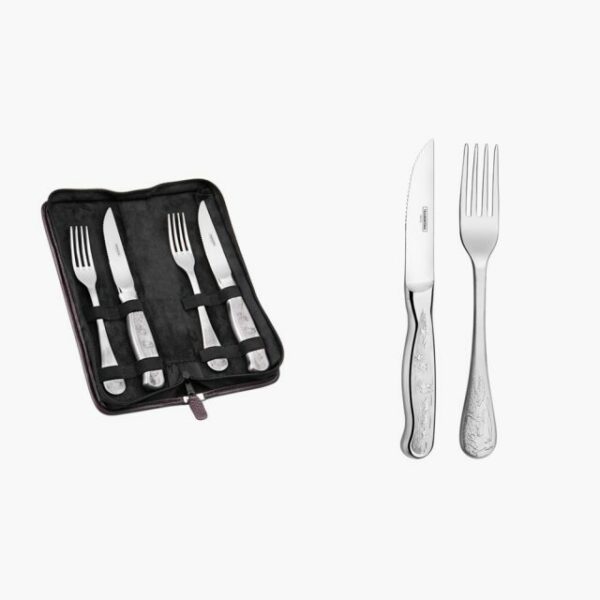 4 pcs Set 2 Stainless Steel Jumbo 5 inches Knives and 2 Jumbo Forks