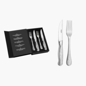 Tramontina Classic 4 Pieces Stainless Steel Barbecue Flatware Set with Polished Finish, Relief Designed Handles and Case