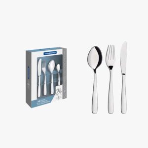 Tramontina Amazona 24 Pieces Stainless Steel Flatware Set with Table Knife and High Gloss Finish