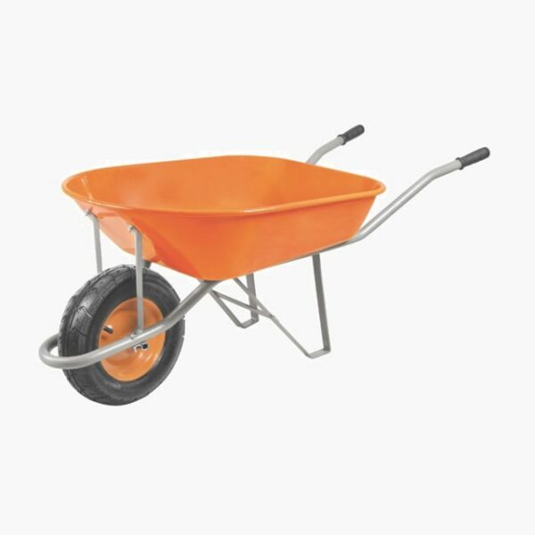 Tramontina Wheelbarrow with Orange Metal Extra Deep Bucket 80L Metallic Handle and Pneumatic Tire