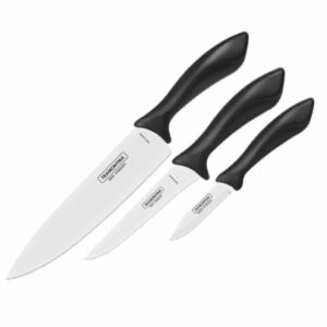 Tramontina Affilata 3 Pieces Knife Set with Stainless Steel Blade and Black Polypropylene Handle