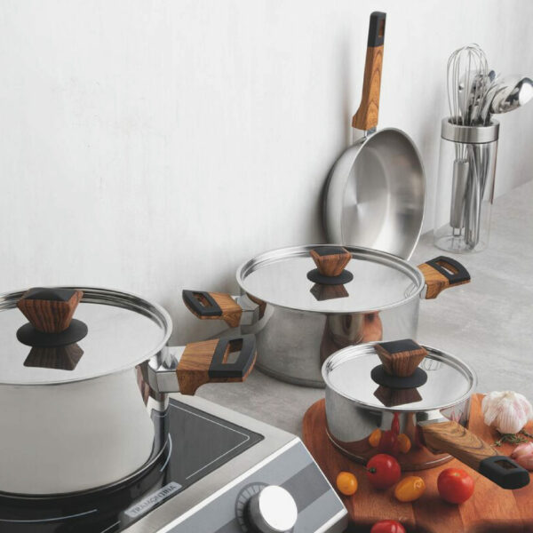 7 pcs Cookware Set Stainless Steel All Pots with Non Stick