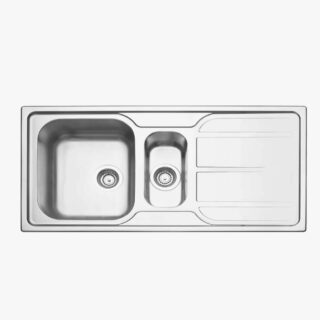 stainless steel inset sink with 1 bowl plus auxiliary, 100 x 50 cm