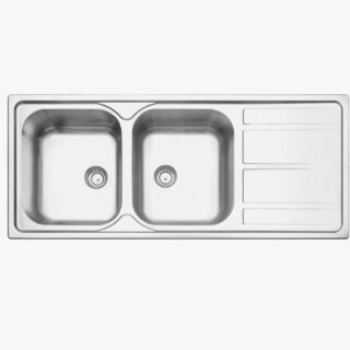 116 x 50 cm Marea 2C 34 Plus stainless steel double inset sink with satin finish
