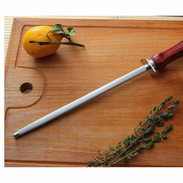 Tramontina Churrasco 8 Inches Grooved Sharpener with Chrome-plated Carbon Steel Rod and Treated Red Polywood Handle