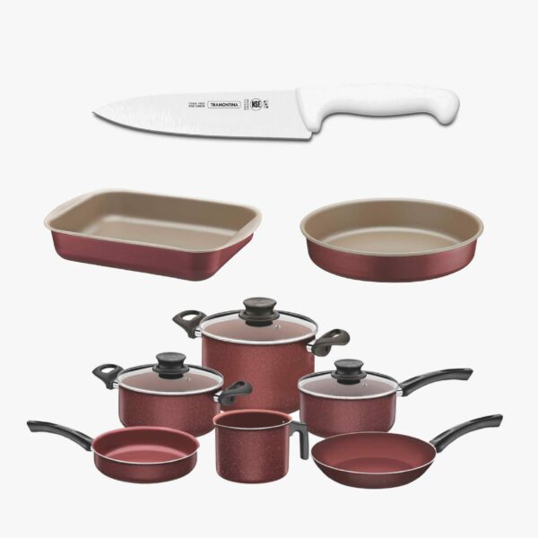 12 pcs Cookware Set - With 2 Bakeware & Knife