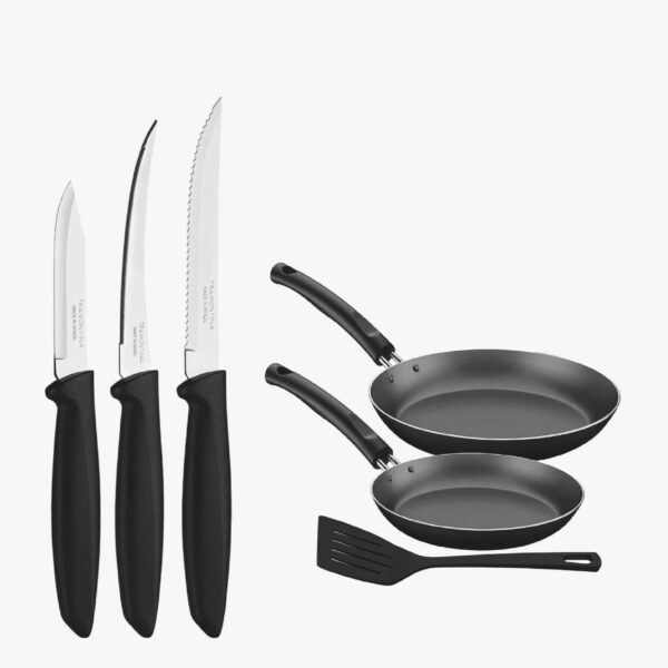 6 item !! FRYING PAN 20 & 24  + 3 PCS KNIVES