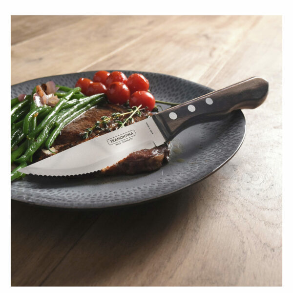 Tramontina Jumbo 4 Pieces Steak Kinife Set with Stainless Steel Blades and Red Treated Polywood Handles