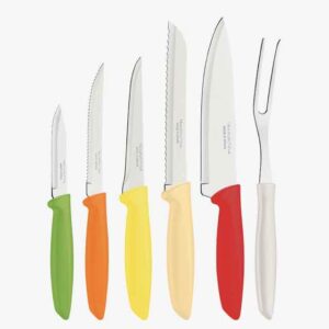 Tramontina Plenus 6 Pieces Knife Set with Stainless Steel Blade and Multicolor Polypropylene Handle