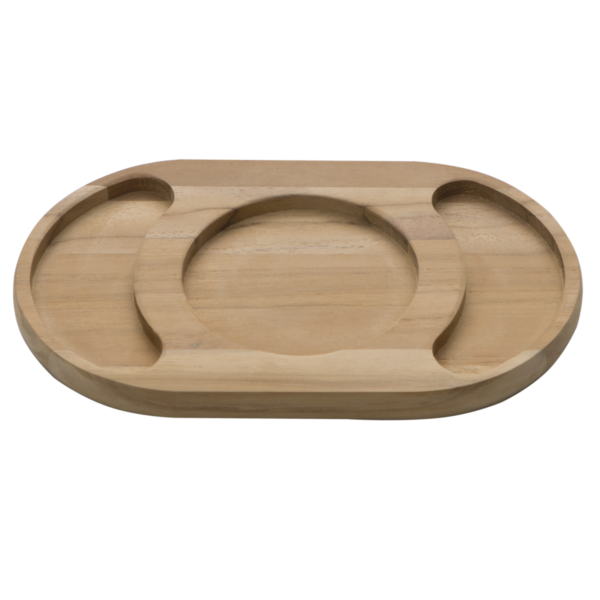 Tramontina Teak Wood Oval Platter with Partitions with Varnish Finish
